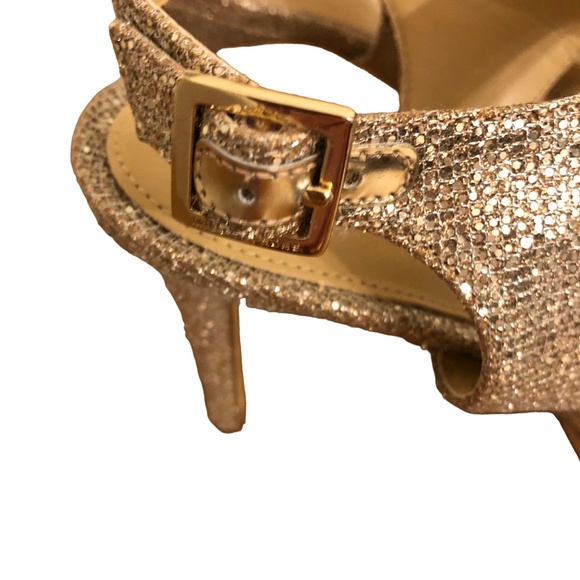 Michael Kors Claudia Gold Glitter Platform Heels Size 9M - Picture 4 of 14